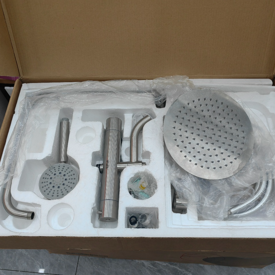 不锈钢恒温双把手三出水淋浴柱水龙头215998-01-LS