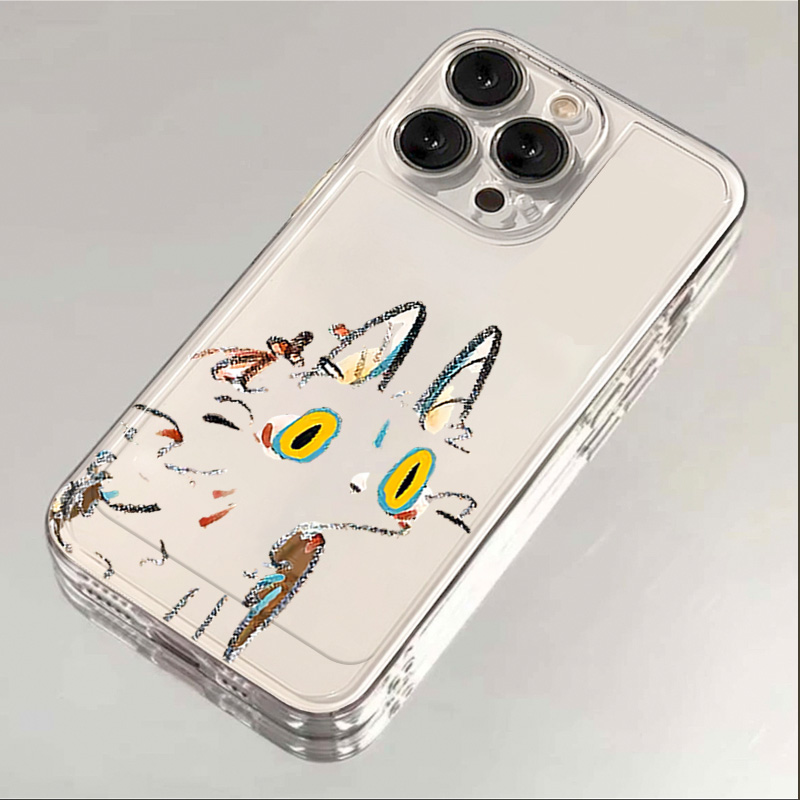 抽象猫咪苹果15promax华为荣耀vivo小米oppo手机壳软壳创意全包边