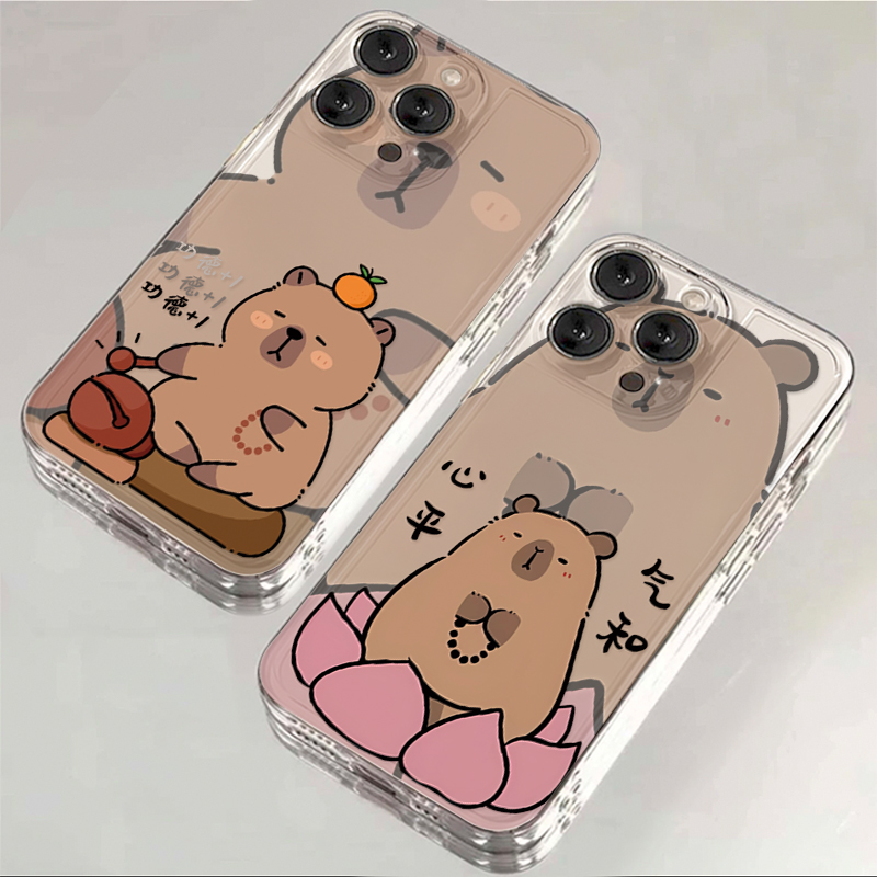 木鱼卡皮巴拉适用iPhone15手机壳苹果华为OPPO小米vivo透明保护壳