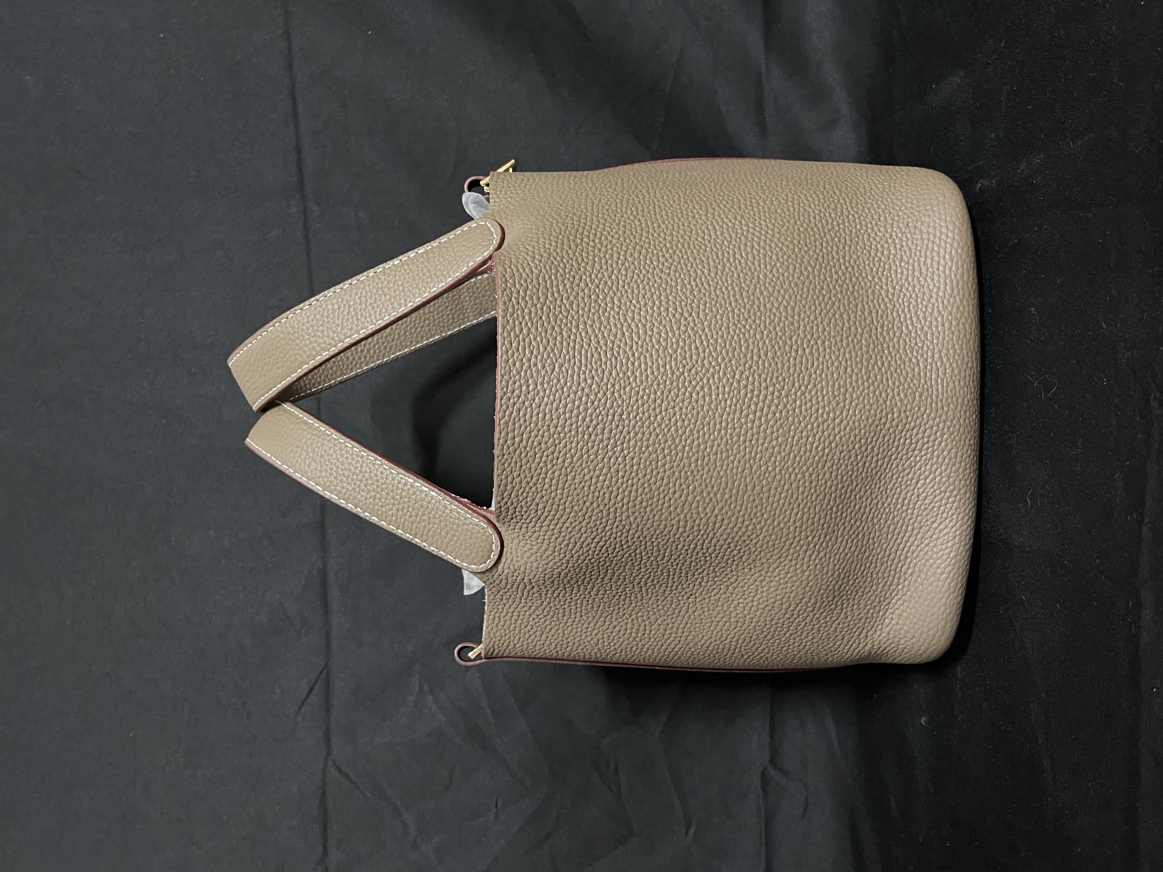 LQ-WITH-QUEEN真皮女包篮子深灰色