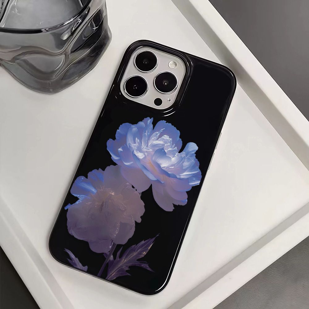 紫色芍药花适用苹果14promax手机壳iPhone13简约11防摔12软15新7