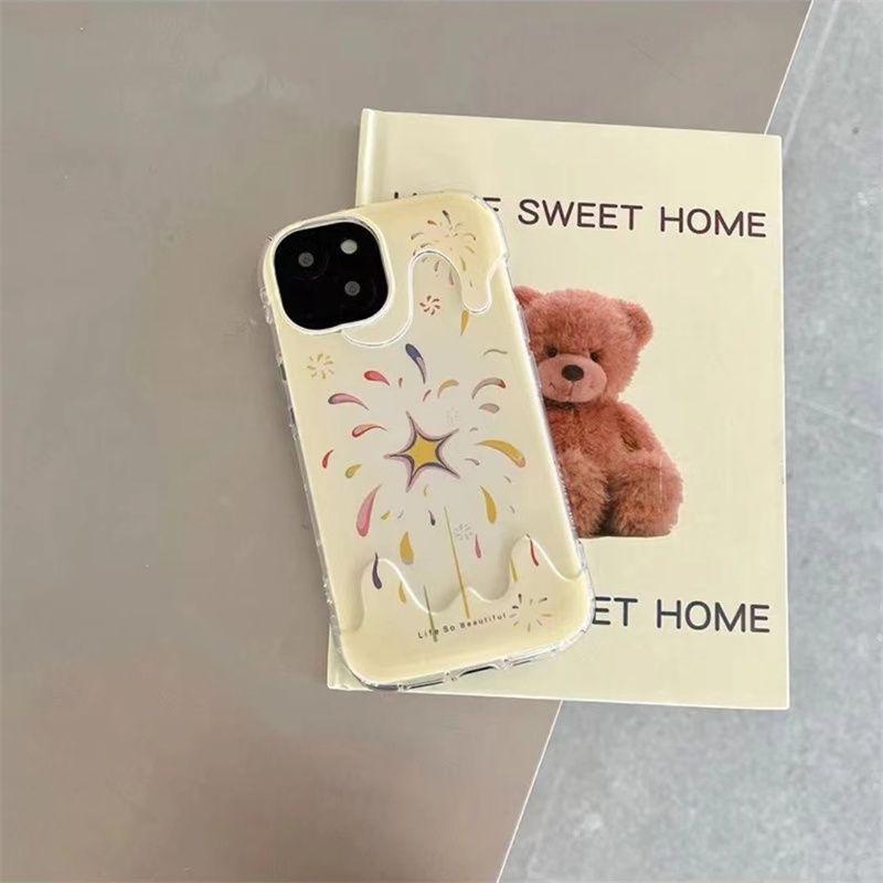 ins五彩烟花适用苹果14奶油手机壳iPhone13pro软壳12/11防摔xs/15
