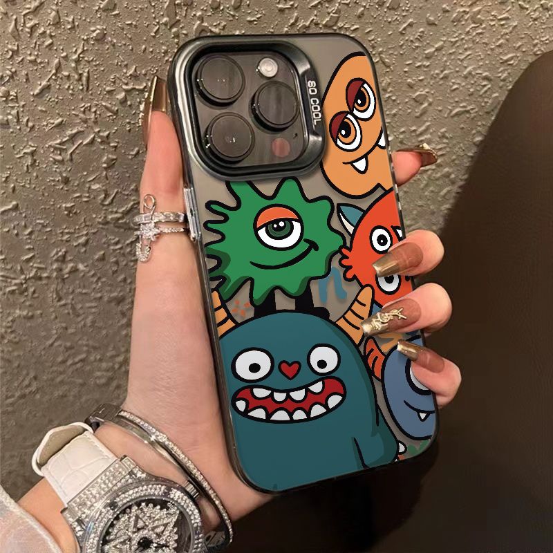 微笑怪兽苹果14手机壳适用iPhone13promax高级11软12新款7半包8p