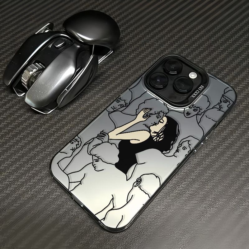 欧美亲吻雕像适用iPhone15/14promax手机壳12苹果12防摔11硬xs新