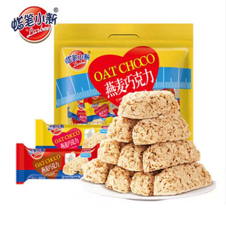 蜡笔小新368g袋燕麦巧克力喜糖批发巧克力棒休闲零食(代可可脂)