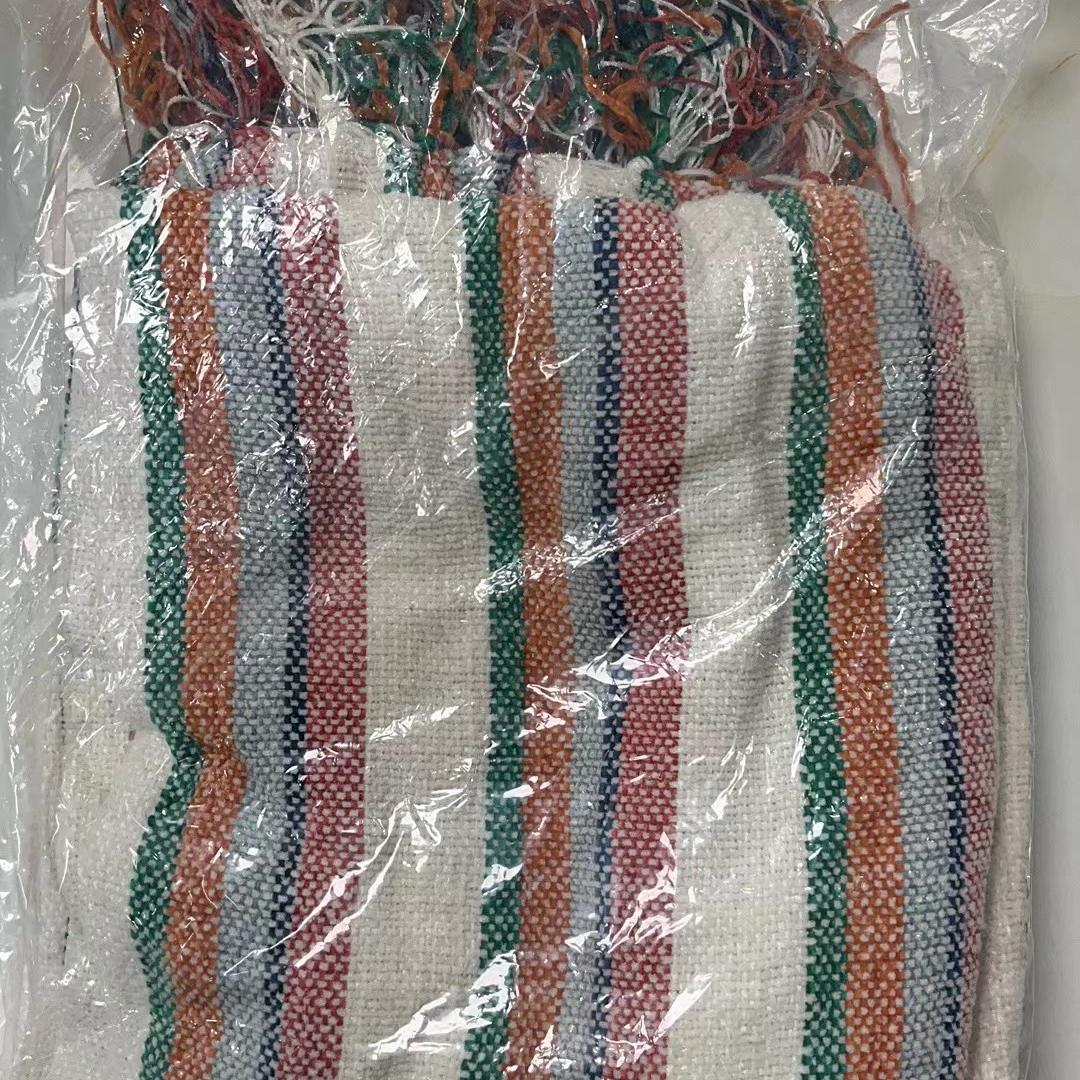 【911家纺】彩色条纹流苏毛毯