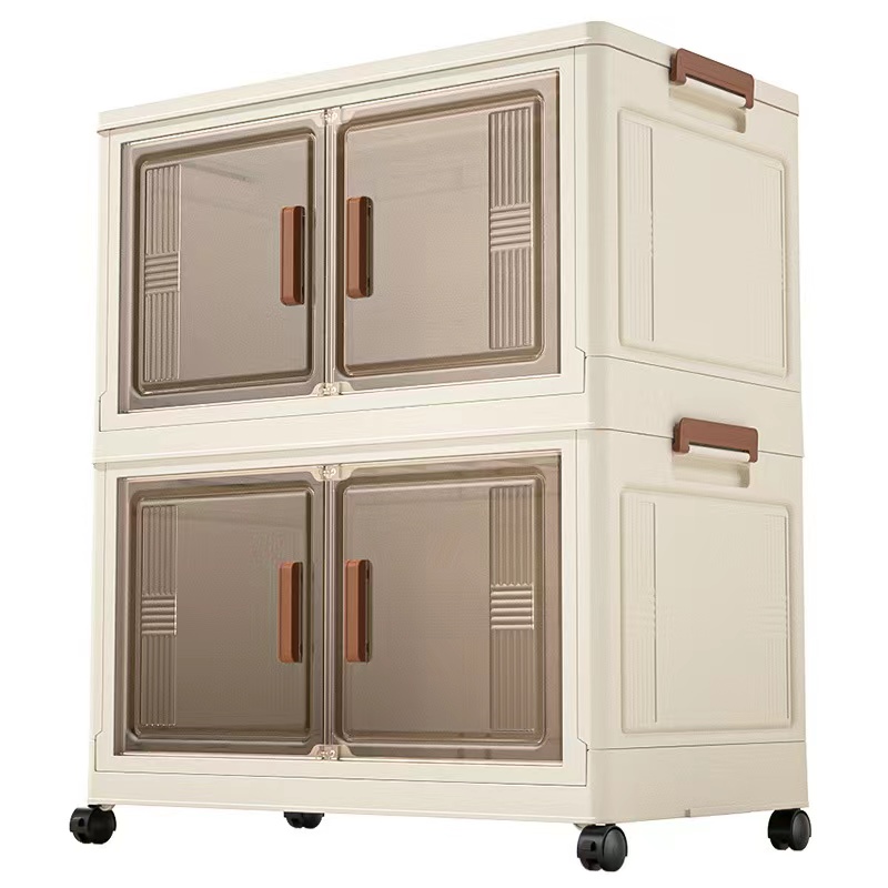 折叠收纳柜子磁吸置物柜家用儿童玩具衣物储物柜塑料免安装零食柜