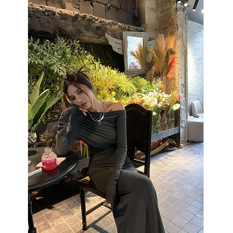 2024夏季新款时尚黑色性感长袖薄款T恤上衣设计感小众针织半身裙