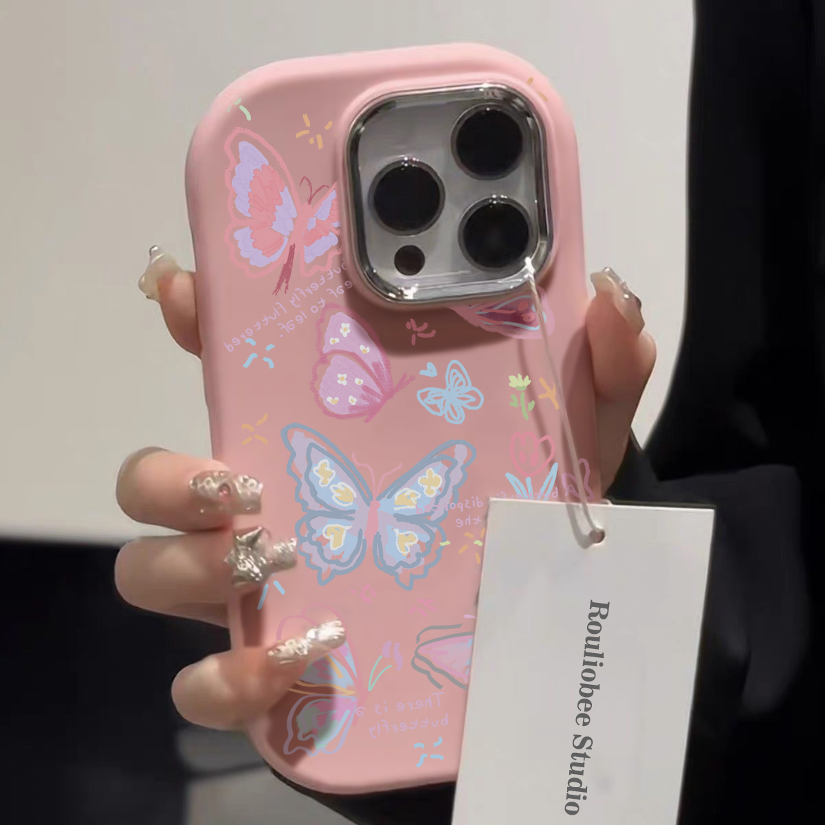 BANCAins彩色蝴蝶适用苹果15手机壳iphone13/14promax防摔12/11女
