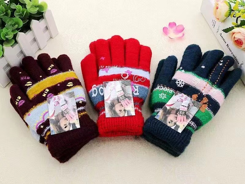 【拍一发三】双层加厚印胶羊绒手套秋冬季保暖手套魔术手线手套