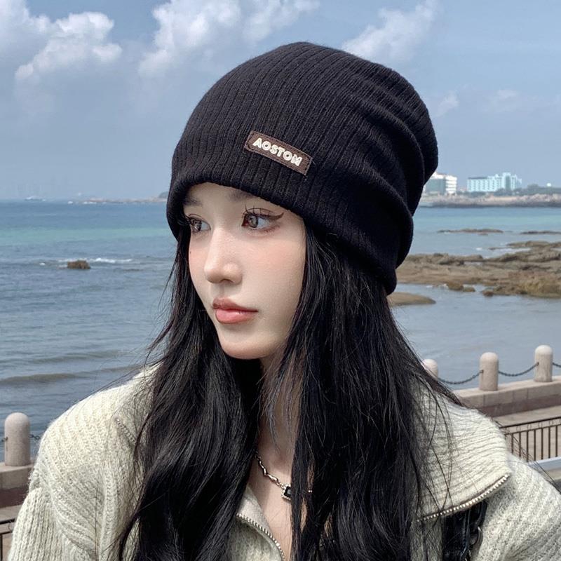 2023新款堆堆帽女秋冬季产后月子帽百搭显脸小针织毛线包头冷帽子