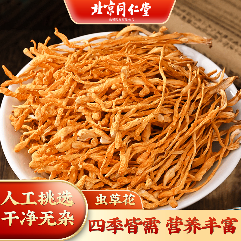 北京同仁堂虫草花干货官方旗舰店正品蛹虫草金虫草煲汤100g/罐