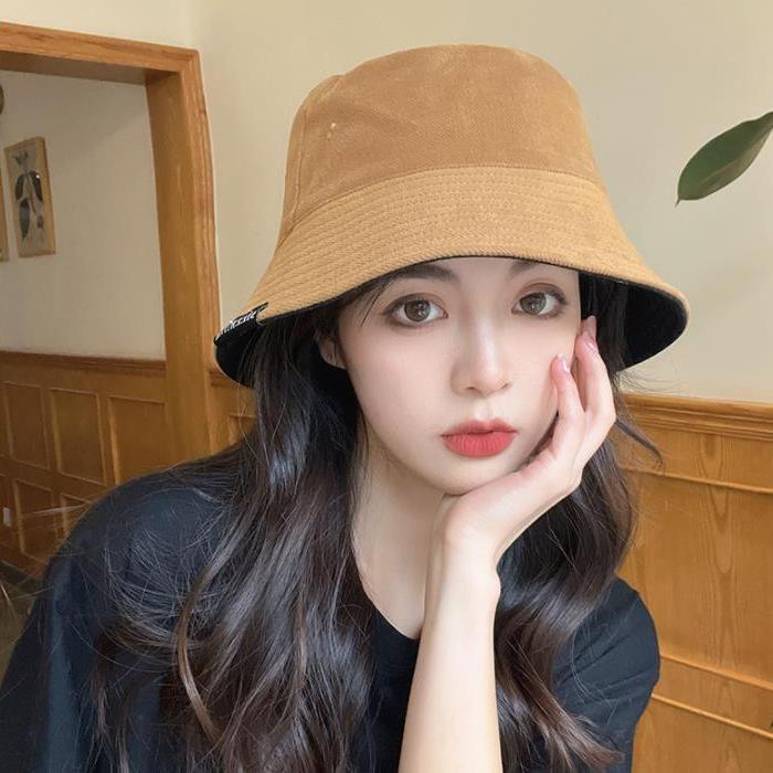 双面戴渔夫帽女秋冬新款韩版时尚百搭韩版圆脸大脸显瘦遮脸盆帽女