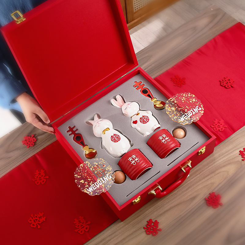 柿柿如意结婚礼物送新人情侣喜对杯闺蜜新婚订婚创意伴手礼品套装